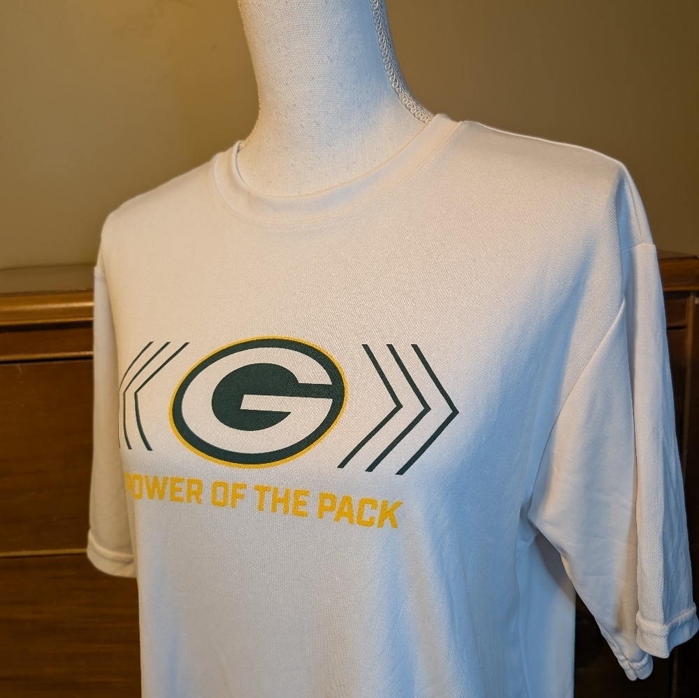Dri-fit GREEN BAY PACKERS White Short Sleeve T Shirt SZ M - Picture 2 of 8